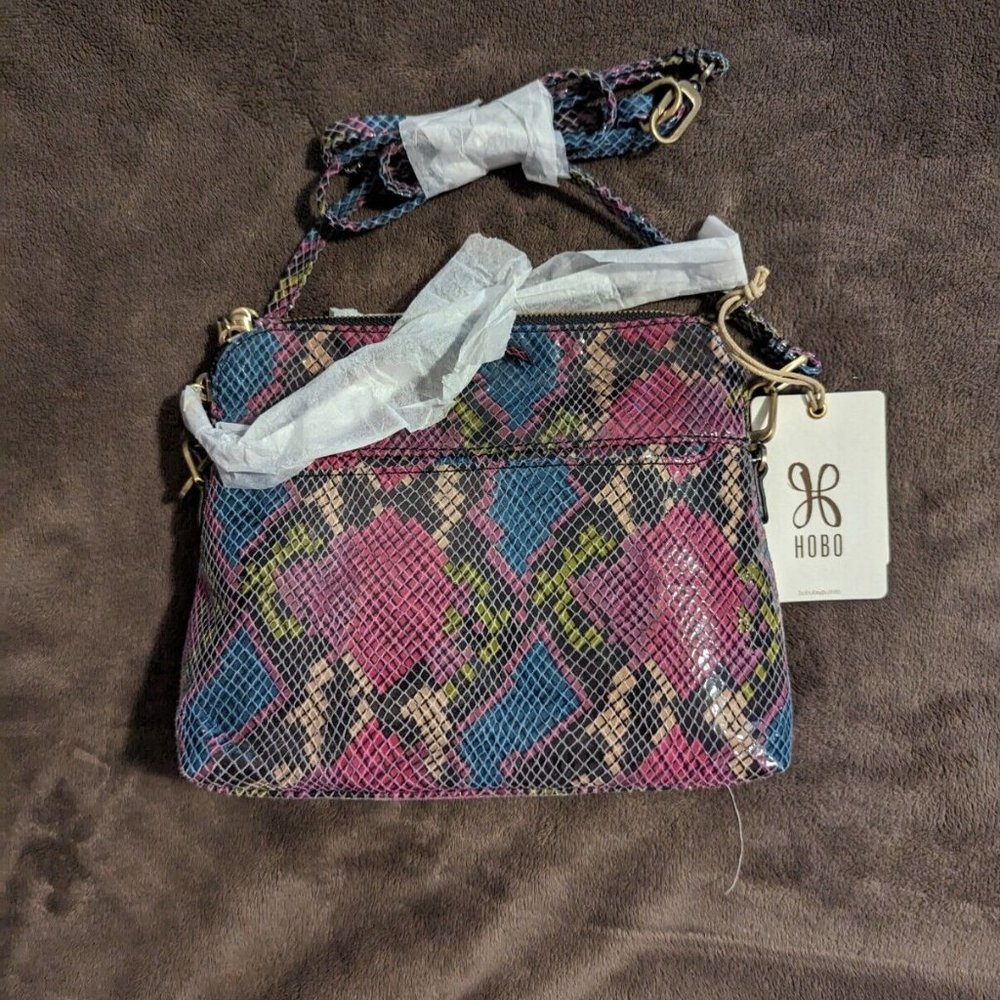 New With Tags Women's HOBO Shoulder Bag Mosaic Snake Color With Dust Cover - Picture 3 of 8
